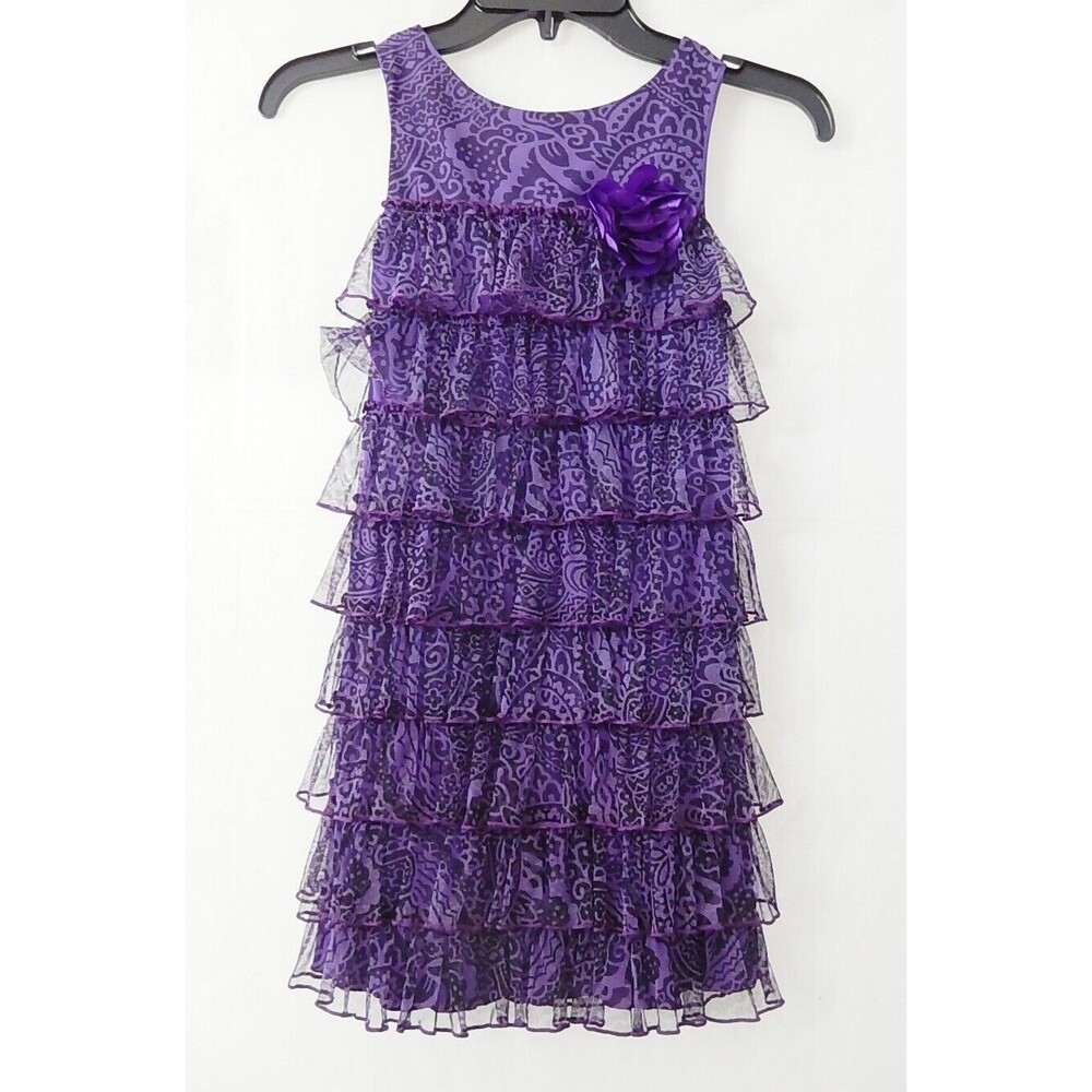 Emily West Girls Tank Dress Sz 10 Sleeveless Midi Layered Tiered Ruffle Tulle
